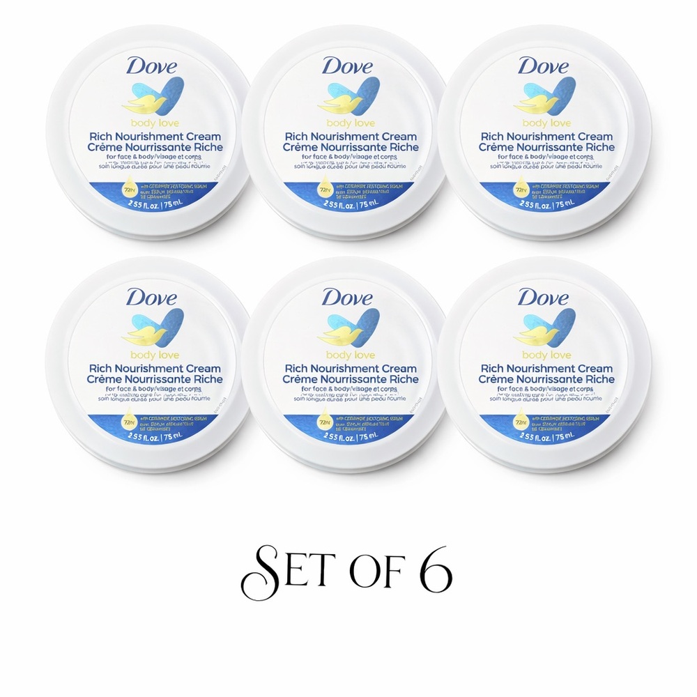Dove Rich Nourishment Cream 2.53 oz Set of‎ 6 Face & Body Moisturizer